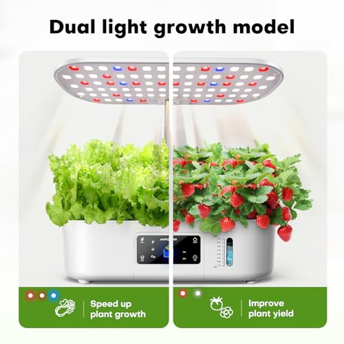 Ahopegarden Hydroponics Growing System: 12 Pods with Touch Control Panel - color: Ivory White