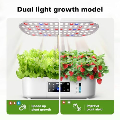 Ahopegarden Hydroponics Growing System: 12 Pods with Touch Control Panel - color: Ivory White