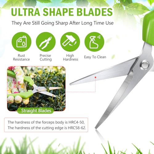 Lasnten 20 Pcs Pruning Shears 7.2" Bud Trimming Scissors, Green - color: Green