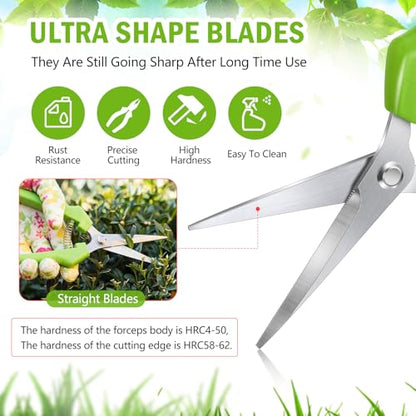 Lasnten 20 Pcs Pruning Shears 7.2" Bud Trimming Scissors, Green - color: Green