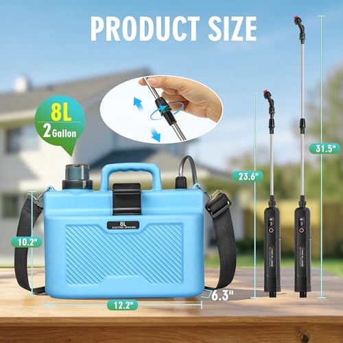Battery Powered Sprayer 1.35 Gallon, Upgrade Electric Sprayer with Ergonomic Handle for Retractable Wand, Force Indicator, Adjustable Shoulder Strap for Garden, Weed Lawn and Cleaning - size: 1.35Gallons