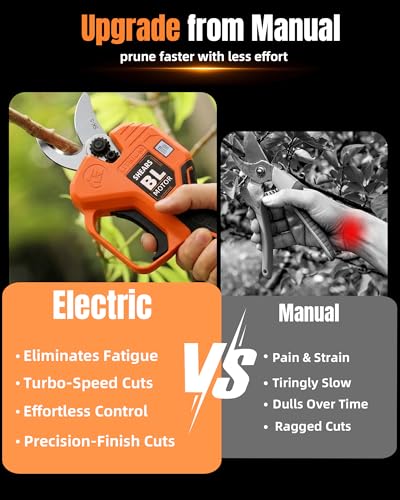 Effort-Saving Electric Pruning Shears, Power Cuts 1.6" Branches