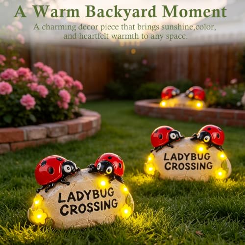 Solar Ladybug Garden Statues 4.7" Resin Ladybug Solar Lights - style: Ladybug