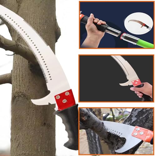 Manual Pole Saw 30 FT Extendable Tree Pruner High Branches Trimming for Pruning Palms and Shrubs with Long Handle (Yellow) - color: Yellow