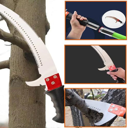 Manual Pole Saw 30 FT Extendable Tree Pruner High Branches Trimming for Pruning Palms and Shrubs with Long Handle (Yellow) - color: Yellow