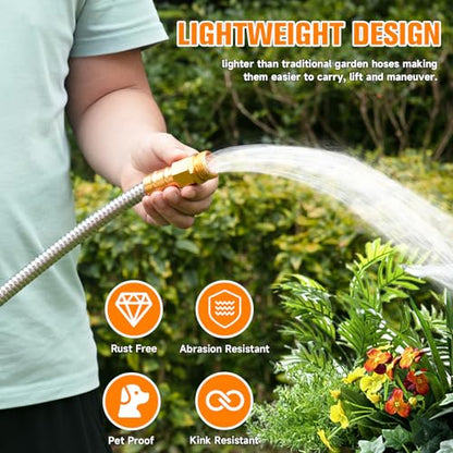 Rosy Earth Garden Hose 10 FT, 304 Stainless Steel Metal Water Hose - size: 10FT