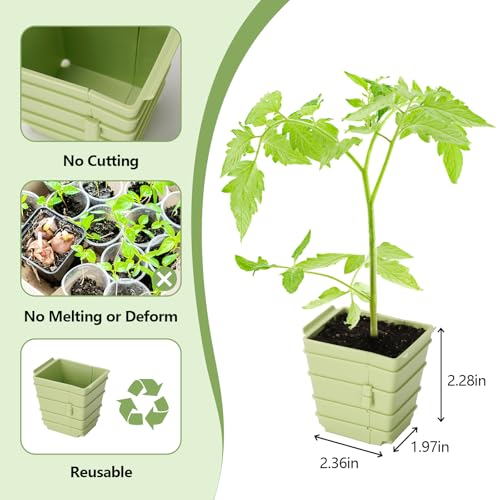 Side-Open Seed Starter Tray 4-Pack, 24 Cells Modular Design with Detachable Plant Cells, Extra-Large 2.36"x2.28" Cells, Reusable Seed Germination Kit for Indoor & Outdoor Gardening