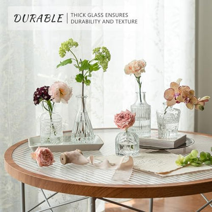 SUPMIND 5pcs Glass Bud Vase Set, Clear Small Flower Vases for Centerpieces - color: Clear, size: 5Pcs