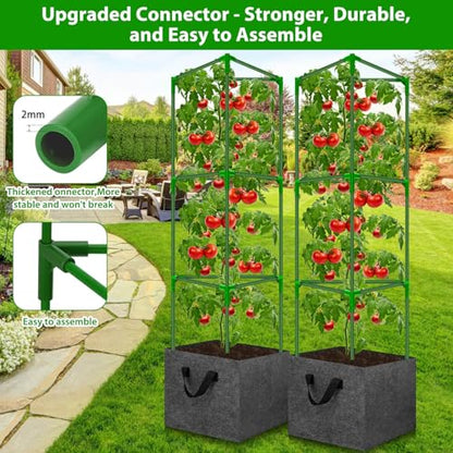 Tomato Cages for Garden with Grow Bags, 2 Pack Tomato Cage Trellis - size: 2-Pack with Bags