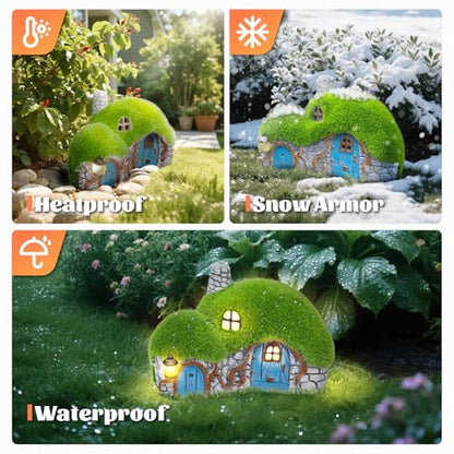 Solar Garden Outdoor Fairy House Statue 10.05-In Lawn Yard Porch Ornament - color: Fairy House - new
