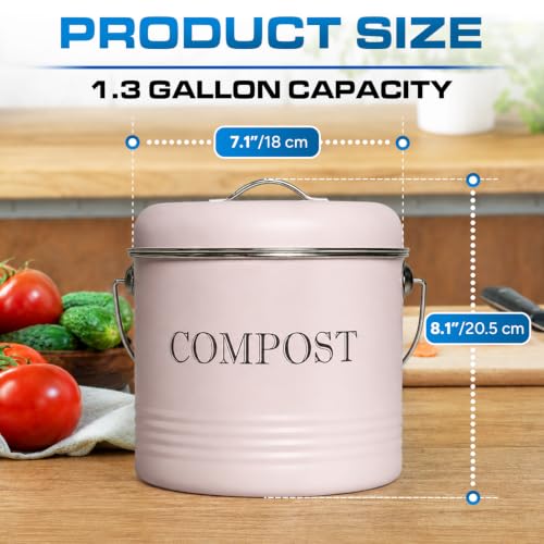Plexon Countertop Compost Bin Kitchen, Kitchen Compost Bin 1.3 Gallon
