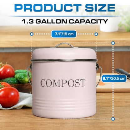Plexon Countertop Compost Bin Kitchen, Kitchen Compost Bin 1.3 Gallon