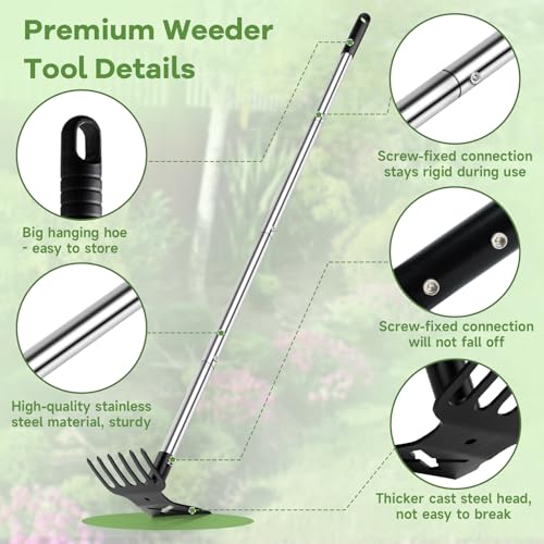Garden Hoe and Cultivator, 56" Long Handle Weed Puller Tool
