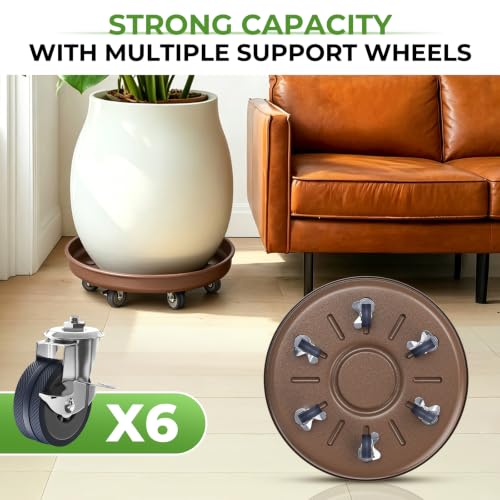 Plant Caddy With Wheels 17" Metal Plant Saucers for Indoors 440 Lb Capacity - size: 1 PACK 17 INCH