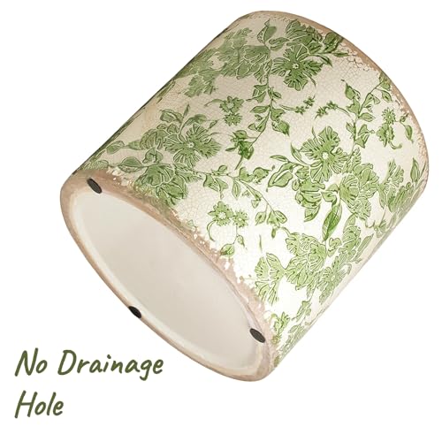 7.7" Large Green Plant Pots, Farmhouse Ceramic Flower Pots without Drainage - color: Distressed Sage, size: Large - No Drain Holes