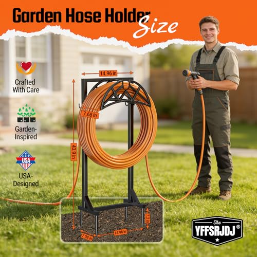 Garden Hose Reel, Heavy Duty Water Hose Holder for Outside - color: Matte Black