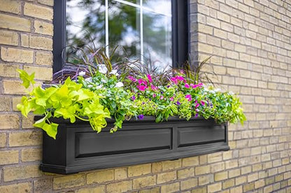 Mayne Nantucket 48in Self-Watering Rectangular Window Box Planter, Black - color: Black, size: 48in
