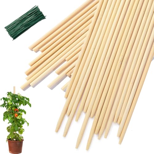 46 PCS Bamboo Plant Stakes 18 Inch, 5mm Thick Wood Plant Support Stakes - size: 18 Inch