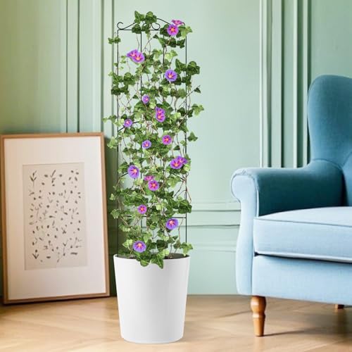 4 Pack 32'' Plant Trellis Indoor - Metal Trellis for Climbing Plants Indoor, Garden Trellis for Climbing Plants Outdoor Houseplants Flowers Vine Ivy, Rectangular Shape, Black - size: 32'' Rectangular Shape