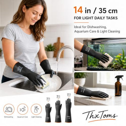 ThxToms Chemical Resistant Gloves, 28 Mil Heavy Duty Latex, 14 Inch, 1 Pair - color: 14"