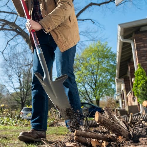 Root Slayer 22511 XL Garden Shovel, Serrated Blade, Fiberglass Shaft, Red - color: Red, size: XL