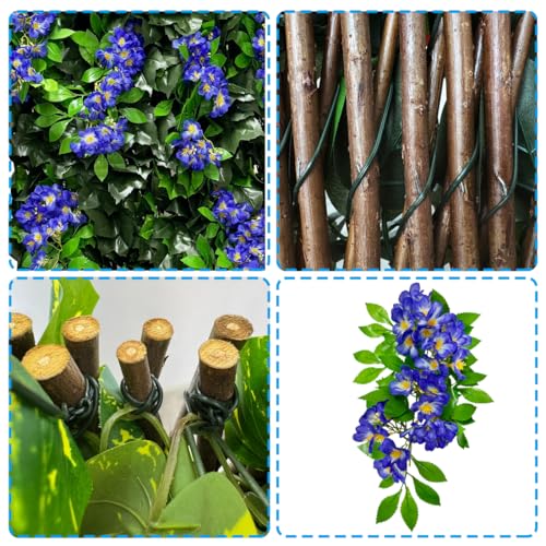 Expandable Privacy Fence Screen for Balcony Patio Outdoor Porch - color: BEGONIA-BLUE