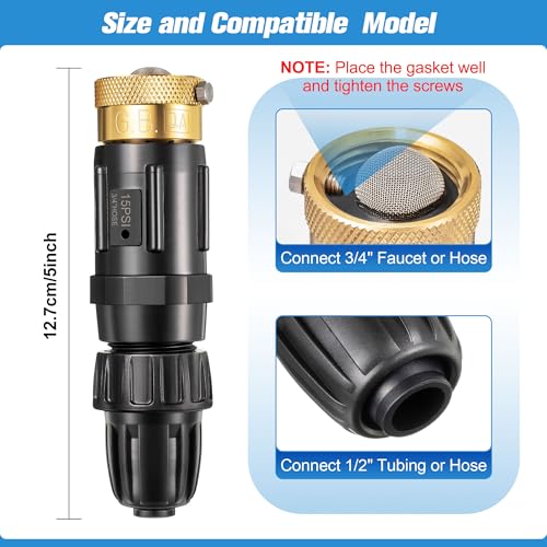 2 PC 15PSI Drip Irrigation Faucet Adapter Kit 1/2" Tubing to 3/4" Faucet
