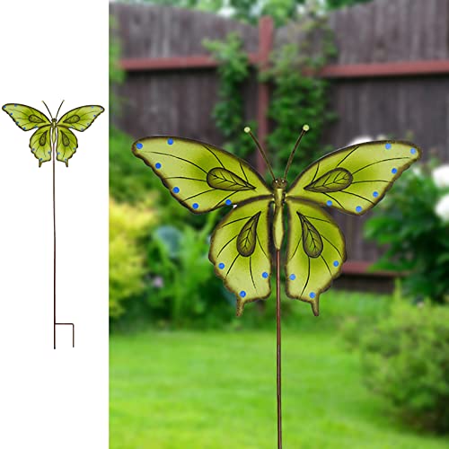 Metal Garden Stakes Spring Yard Sign Decorative Plant Stake Lawn Art Patio Decor Pathway Ornaments Indoor Outdoor Decoration (Green Butterfly) - color: Green Butterfly