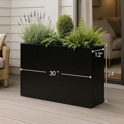 Kozyard 30”Lx12”Wx24”H Metal Planter Box Indoor Outdoor - color: Black/30”l X 12”w X 24”h