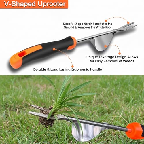 3 Pack Weed Puller Tool Set, Stainless Steel Weeding Tools for Gardening