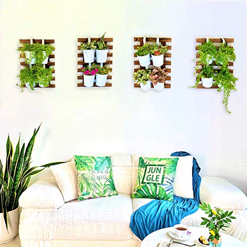 ShopLaLa Wooden Wall Planter (40cm, 4 Pack) Hanging Planters for Indoor - size: 40cm (15.7") x 4