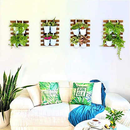 ShopLaLa Wooden Wall Planter (40cm, 4 Pack) Hanging Planters for Indoor - size: 40cm (15.7") x 4