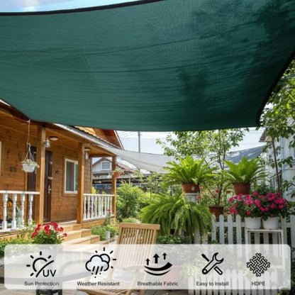 SUNNY GUARD Sun Shade Cloth, 6.5 x 10 FT Green HDPE Mesh - color: 90 SHADE-GREEN, size: 6.5 FT x 10 FT