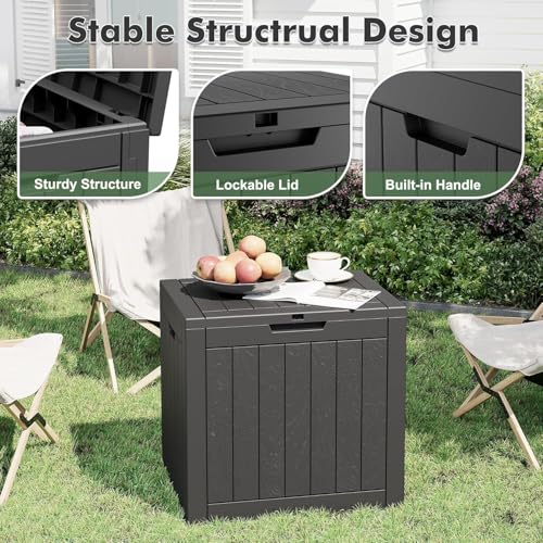 Outdoor Storage Box Waterproof, 32 Gallon Deck Box for Patio-2 Boxes - color: Striped Black, style: 32Gallon-2 Packs