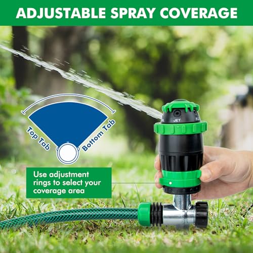 [2 Pack] RESTMO Gear Drive Sprinkler with Metal T-Spike Base,Green - color: Green, size: 2 Pack