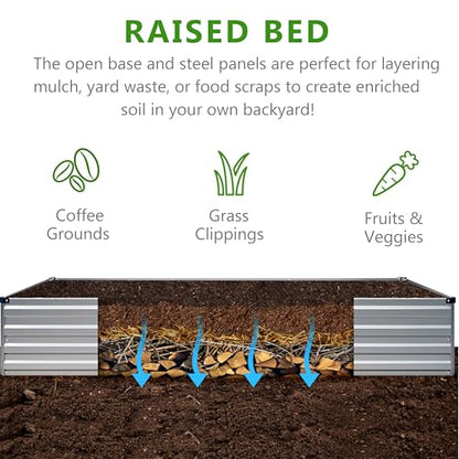 2PCS 7x3x1ft Galvanized Raised Garden Bed Kit,Metal Planter Box for Vegetables,Flowers,Herbs Durable Rust-Resistant Patio Gardening Beds,Silver - color: Sliver, size: 7x3x1(2PCS)