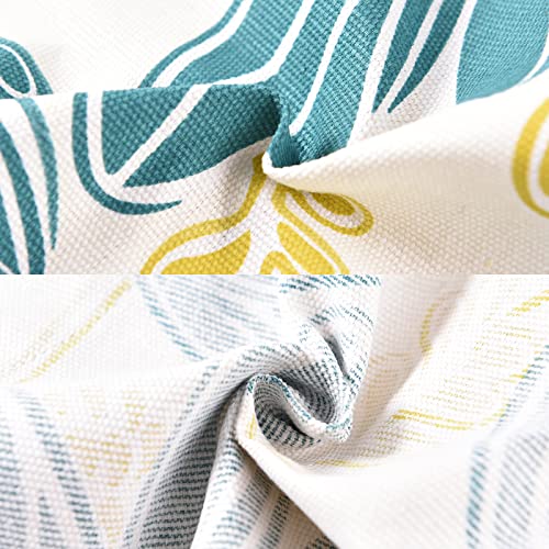 2 Pack Floral Apron for Women with Pockets, Adjustable Cotton Chef Aprons for Kitchen, Cooking, BBQ & Grill - color: Turquoise/Leaf