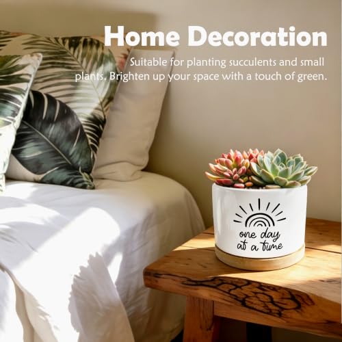 Inspirational Mental Health Planter Pots, One Day at a Time Affirmation Ceramic Succulent Plant Flower Planters(No Plants) - color: Style 03
