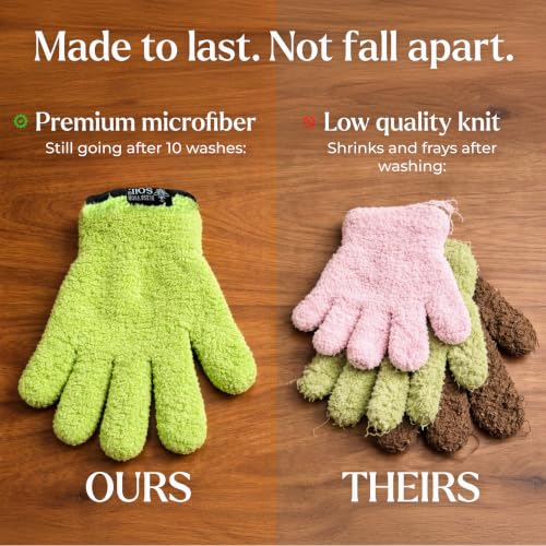 BLESS YOUR SOIL Microfiber Dusting Gloves for Plants, Premium Leaf Cleaning Gloves for Houseplants - Reusable, Lint Free