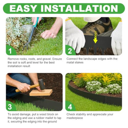 20.8FT Metal Landscape Edging, 5-Pack 50"L x 5"H Rust-Proof Border - color: 5In Tall, size: 5 Pack