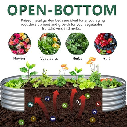2PCS 12x4x1FT Galvanized Metal Raised Garden Bed,Outdoor Planter Box for Vegetables - size: 12x4x1(2PCS)