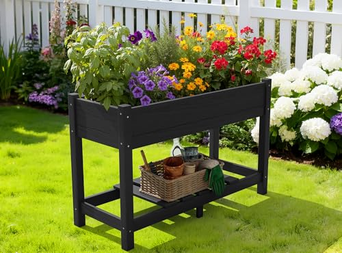 SERWALL Raised Garden Bed with Legs Set of 2-Black - color: Black, size: 2 pack