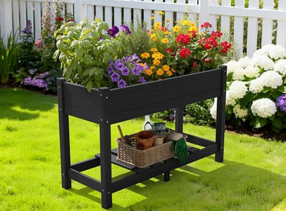 SERWALL Raised Garden Bed with Legs Set of 2-Black - color: Black, size: 2 pack