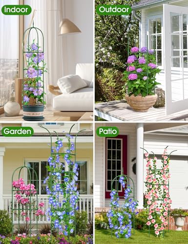 Trellis for Climbing Plants Outdoor, 6FT Garden Obelisk Rustproof PE Coated Metal Potted Plant Climbing Support, Thickened Tube Plant Tower Trellis for Clematis Vine Support Indoor (1 Pack) - size: 1 Pcs(6 FT)