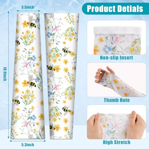 Gardening Sleeves for Women UV Sun Protection with Thumb Hole Anti-Scratch - color: Yellow Bee