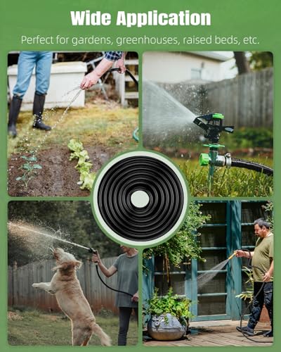 Pawfly 25 ft 1/2 Inch Drip Irrigation Tubing Main Tube, 1/2 Irrigation Tubing for Garden Irrigation System, Flexible PVC Main Line with 5 Barbed Locked Drip Irrigation Parts, 1/2" Drip Irrigation - size: 25 FT 1/2" Main Tubing with 5 Connectors