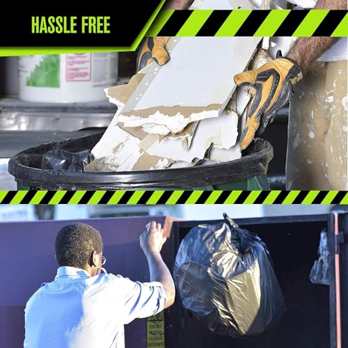 Aluf Plastics RCT-33XXX Heavy Duty 33 Gallon Trash Bags (Huge 100 Ct. /w Flap Ties) - 2 MIL equiv. Thick Gauge Large Black Plastic Garbage Liners for Kitchen, Home. Outdoor, Lawn, Yard, Contractors, Brute/Rubbermaid cans - style: 33 Gal, 2 Mil Equiv, 100