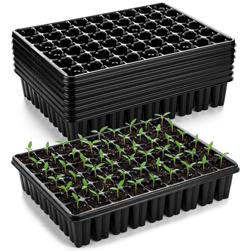 Baderke 8 Pack 2.8" Deep 54 Cell Seed Starter Trays, Thick Durable Plug Tray Big Cell Seed Starting Trays for 1015 Flat Tray Germination, 432 Cells Reusable Plant Propagation
