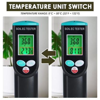2 in 1 Digital Plants EC Meter Soil EC & Temperature Meter