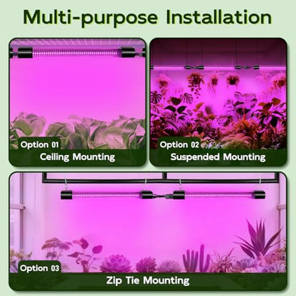 Hlite LED Grow Light 16 inch, Hanging Full Spectrum Linkable 4 Pack - color: Pinkish White, size: 4 x 20W SWITCH